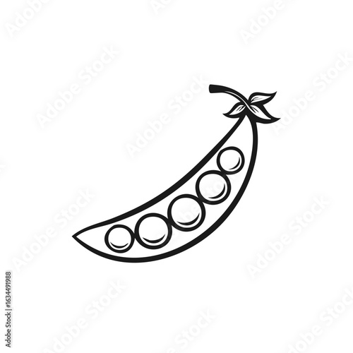 Elegant Pea Pods Outline: Simple Vector of Vegetables in Black and White