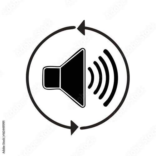 Sound Volume Icon Refresh Rotation Audio Signal Indicator Concept Black and White