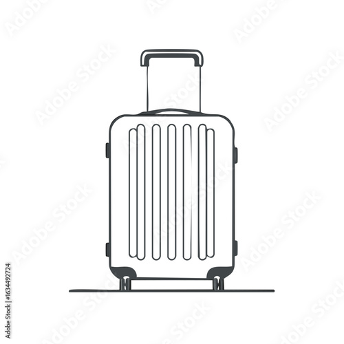 Rolling Luggage Line Art Travel Suitcase Outline Minimalist Vacation Baggage Design