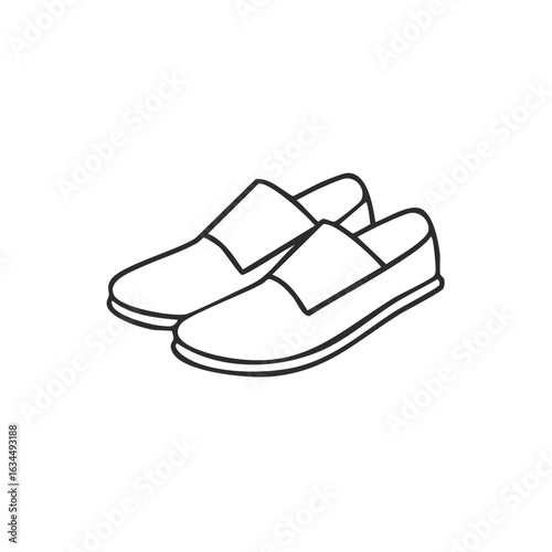 Classic Loafer Shoes Outline Illustration Stylish Footwear Sketch for Fashion Templates