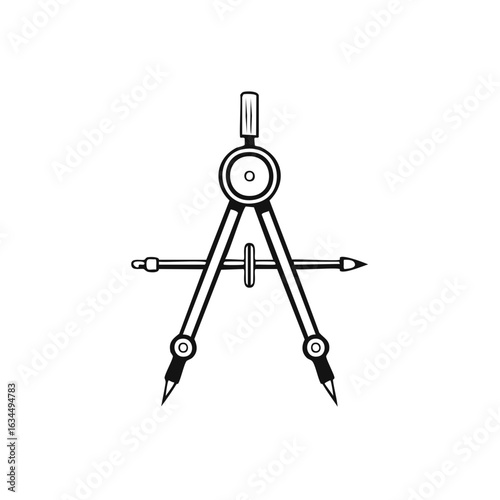 Illustration of Divider Caliper for Draftsmanship and Technical Drawing Tool