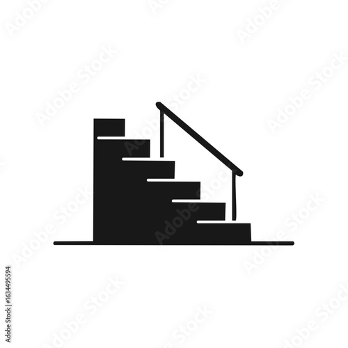 Staircase Ascent Silhouette with Railing and Steps Leading Upward, Architectural Structure, and Stairwell Design Concept