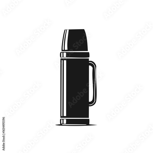 Thermos with a handle to keep the liquid warm isolated on white background