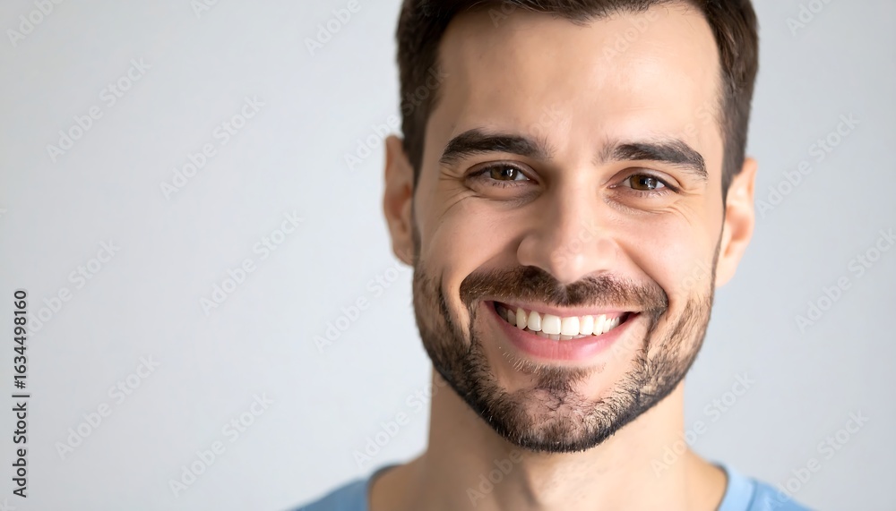 Fototapeta premium Man Smiling Portrait with Healthy White Teeth and a Cheerful Expression