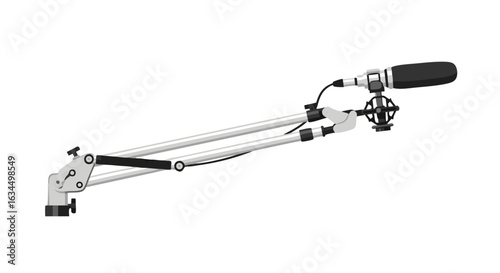 Studio Microphone with Adjustable Boom Arm for Professional Audio Recording in Broadcasting and Podcast Environments