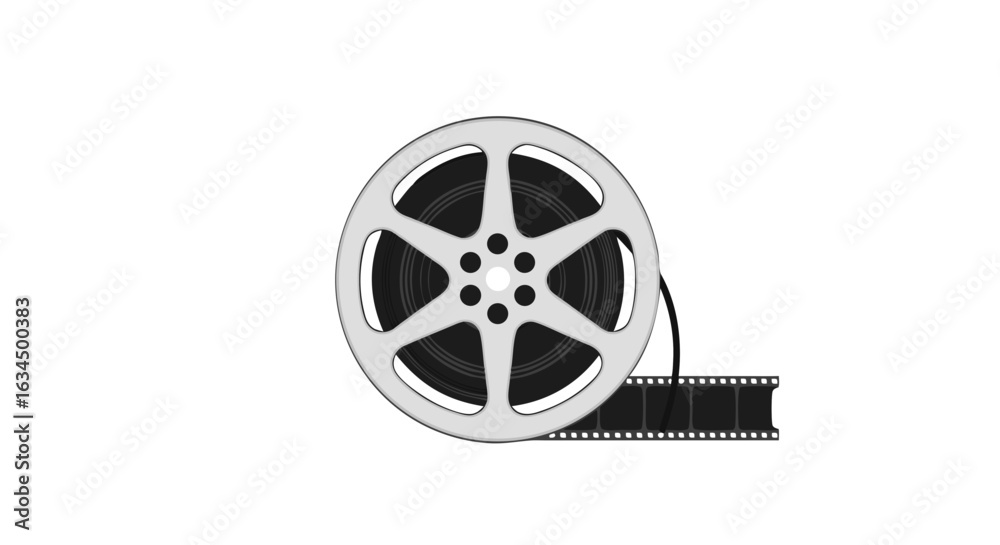 Fototapeta premium Nostalgic Film Reel Illustration Depicting Classic Cinema and Moviemaking Process