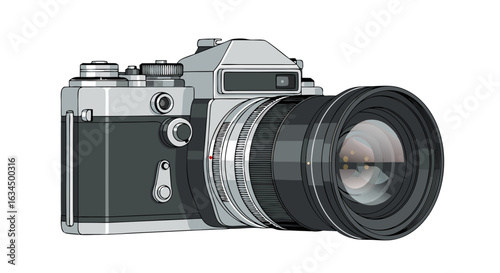 Illustrated vintage slr camera design showcasing photography and timeless technology capturing creative spirit and the essence of photographic history