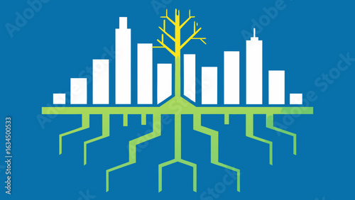 Abstract Tree Roots City Grid Minimalist Design urban