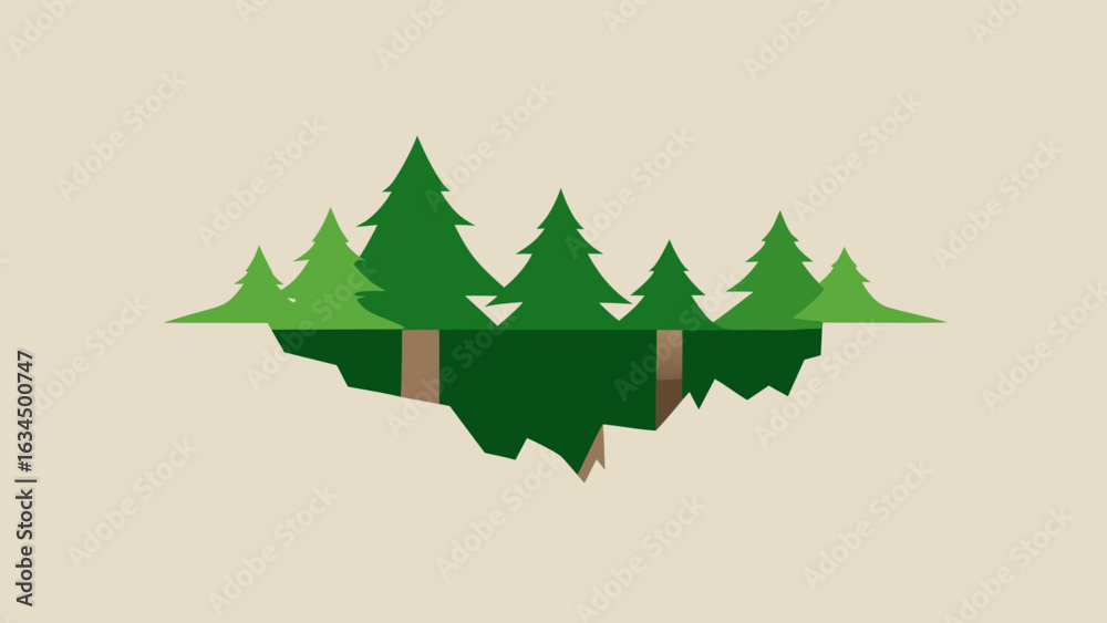 Naklejka premium Green Forest Silhouette Revealed Through Torn Paper