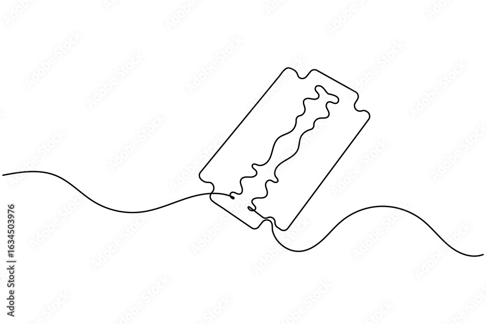 Obraz premium Razor blade in continuous one line art drawing minimalist style for barbershop and grooming design