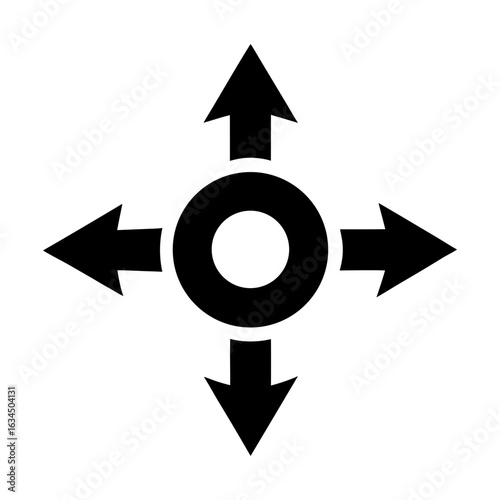 Set of four arrow icons with circle bases for north south east and west directions