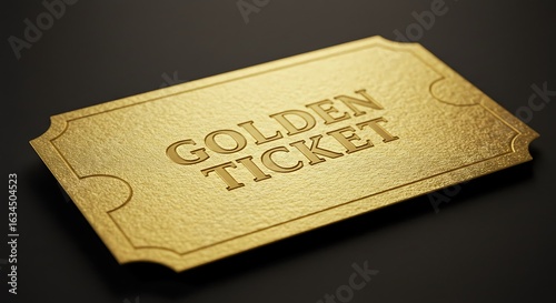 Minimal golden ticket on black background
