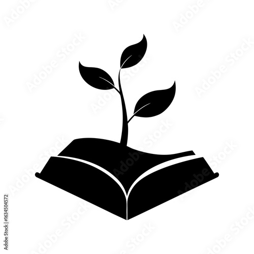 Book with sapling sprout icon representing green learning and eco knowledge growth