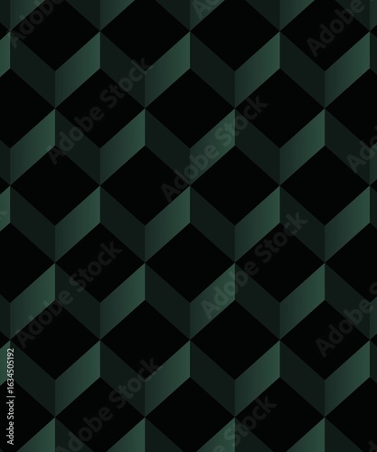 geometric square pattern, green and black colors.