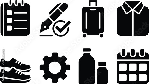 Collection of travel and planning icons
