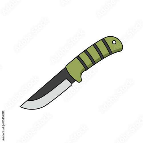 Sharp Knife with Green Handle and Silver Blade
