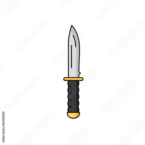 Single Edged Knife with Black and Yellow Handle