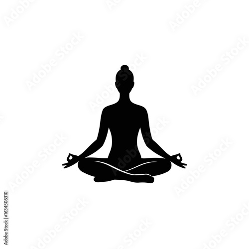 Woman in Yoga Pose Focused and Relaxed Practicing Meditation