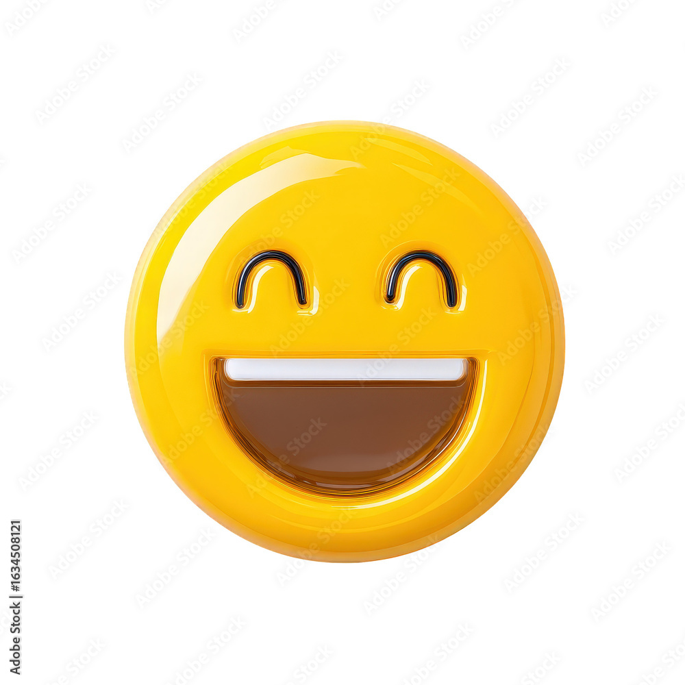 Bright Yellow Smiley Face Emoji with Big Happy Expression on Transparent Background Bright Yellow Smiley Face Emoji with Big Happy Expression on Transparent Background