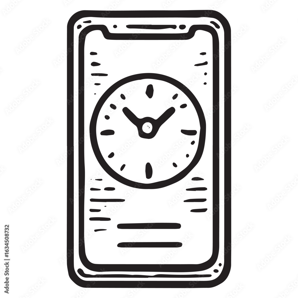 Obraz premium Smartphone with Clock App Icon: Digital Timekeeping Design