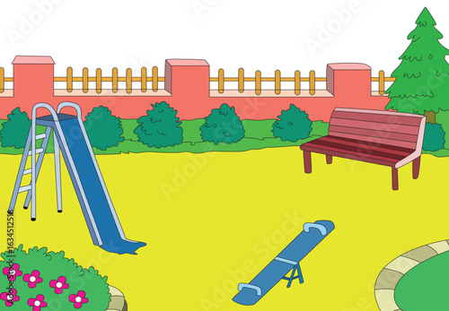 A playground with various swings