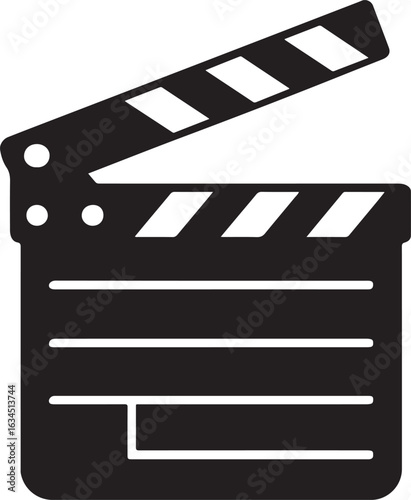 Silhouette vector of classic film reel with circular holes, symbolizing movie production and cinema art.