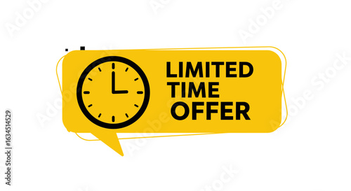 Promotional Time Limited Time Offer Concept on Yellow Clock Icon for Marketing Strategy