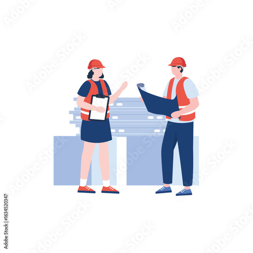Construction worker vector icon ,Watercolor style illustration of a smiling boy dressed as a construction worker, A vector illustration of an engineer wearing a yellow safety helmet and orange vest,