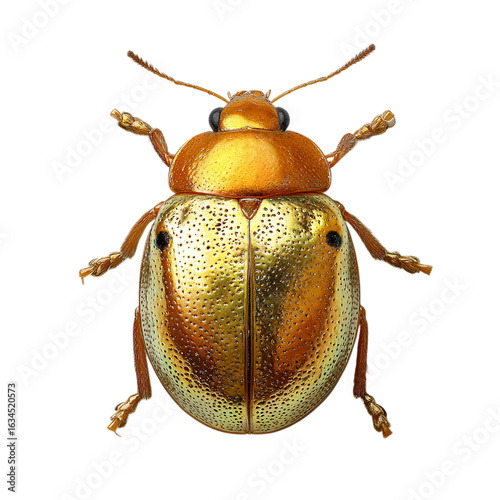 Golden tortoise beetle on white background