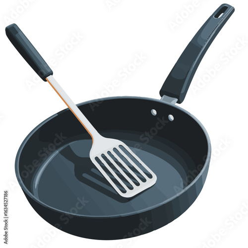 Cartoon Frying Pan with Spatula