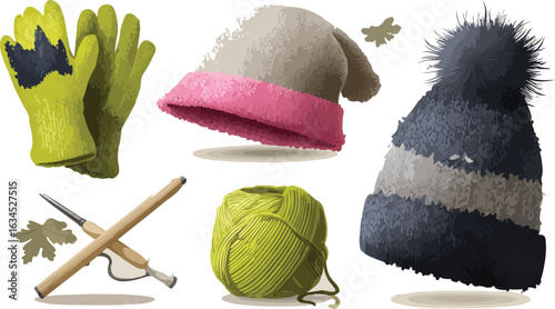 Colorful winter knitted accessories collection