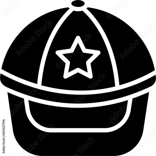 Solid Black Hip Hop Cap Icon