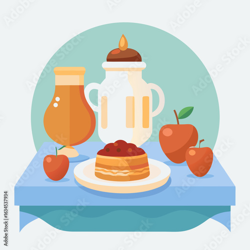 Yom Kippur Table Items Vector Isolated Illustration