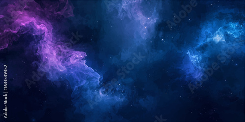 Dark blue sky with billowing clouds and lightning strikes against a smoky, textured background