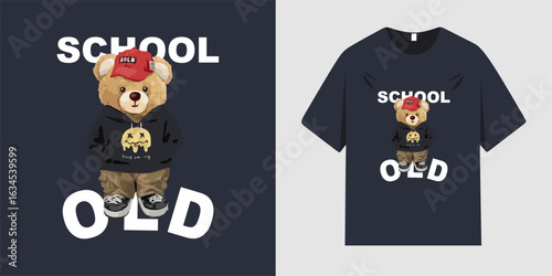 Teddy bear graphic design. Cool typography slogan. Cute teddy bear artwork for printed t-shirts, posters, stickers, and more.