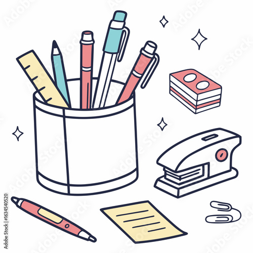 school stationery set icon
