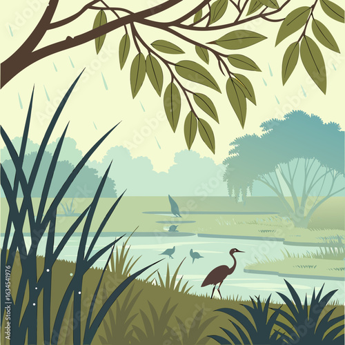 vector illustration of a tropical landscape