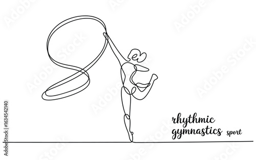 Rhythmic gymnastics athlete performing with ribbon