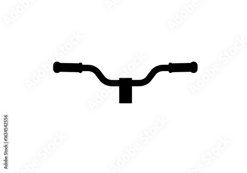 Silhouette of bicycle handlebars with grips and stem on a plain white background view from the front