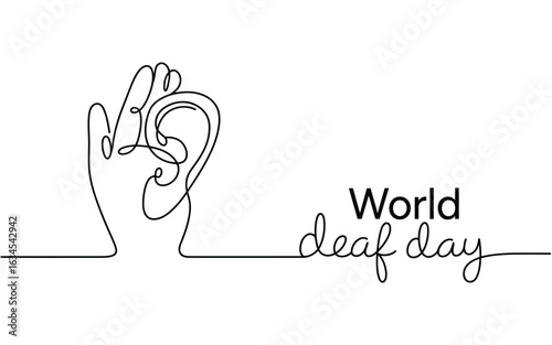 World deaf day celebration with hand gesture and ear illustration