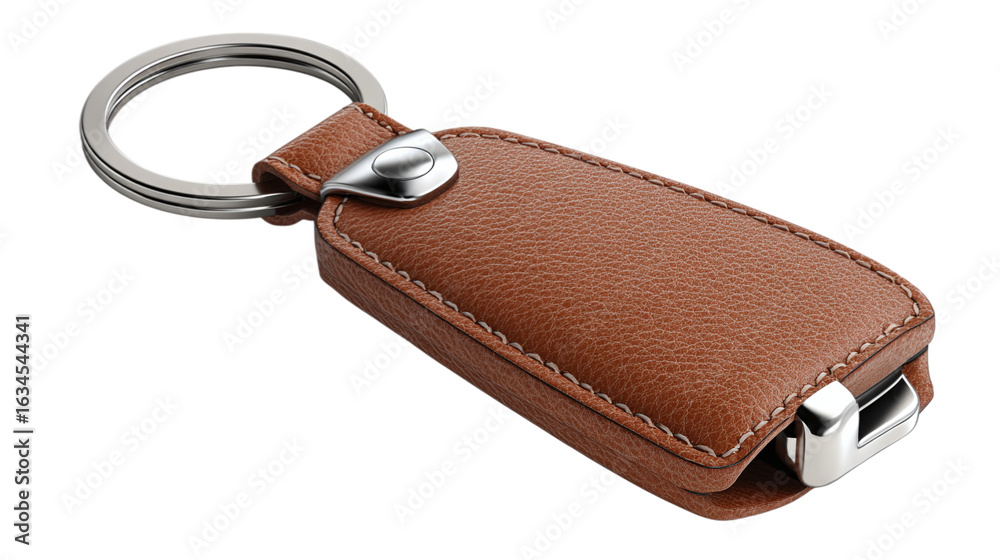 Leather Car Key Fob, isolated on transparent background Leather Car Key Fob, isolated on transparent background