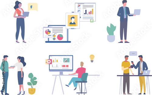 Diverse people working and collaborating in workplace