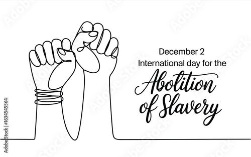 Hands raised in solidarity for the abolition of slavery