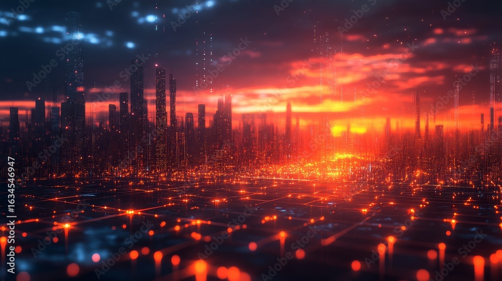 Fototapeta premium AI-powered chart with futuristic glowing graphs