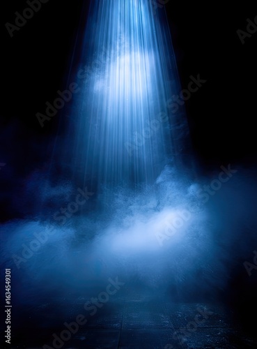 Dramatic spotlight on a smoky stage