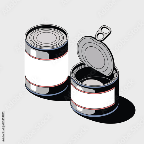 Two canned goods one opened ready for use