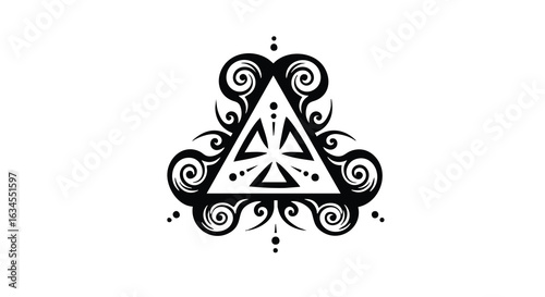 Vector Icon with Tribal Geometric Patterns in Black for Modern Design and Cultural Symbolism