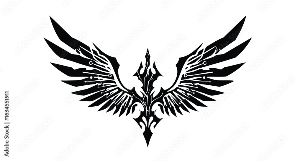Obraz premium Vector Illustration of Abstract Bird with Winged Design in Modern Monochrome Style