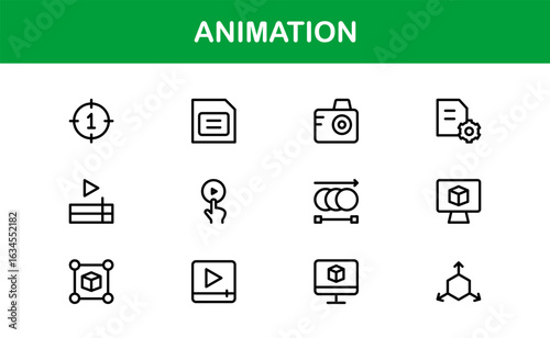Dynamic Animation Line Icon Collection: Professional Vector Set for Creative Motion Design