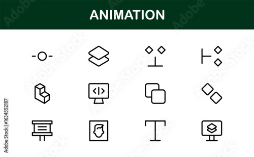 Dynamic Animation Line Icon Collection: Professional Vector Set for Creative Motion Design